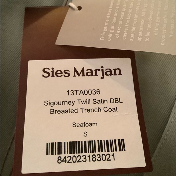 SIES MARJAN Rare NWT Seafoam Satin Trench Coat S - Picture 4 of 10